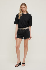 Rounded Rectangle Slim Faux Leather Belt