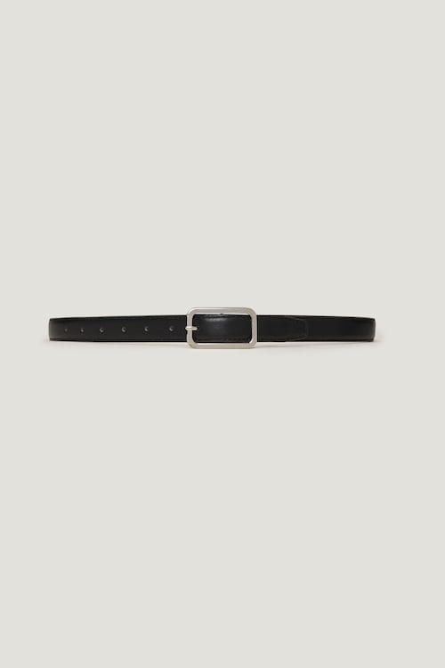 Rounded Rectangle Slim Faux Leather Belt