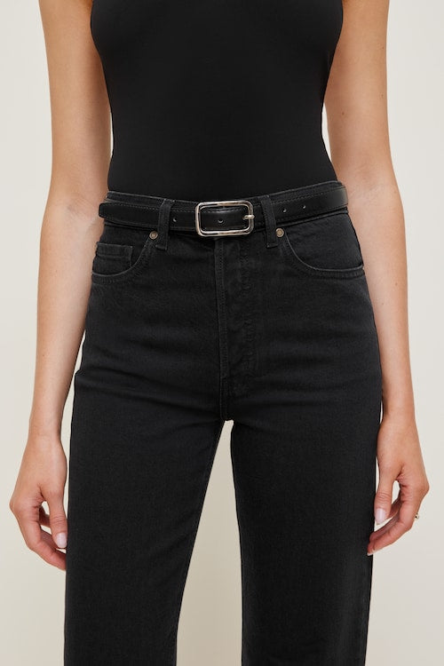 Rounded Rectangle Slim Faux Leather Belt