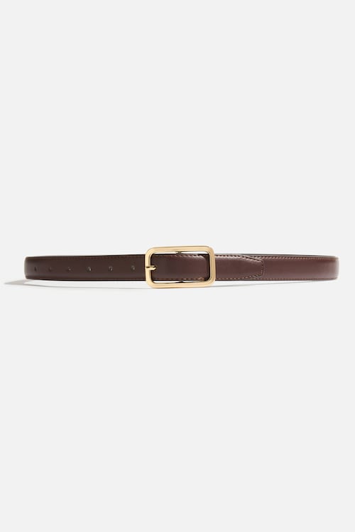 Rounded Rectangle Slim Faux Leather Belt