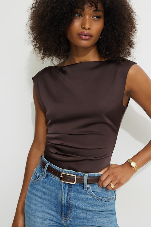 Rounded Rectangle Slim Faux Leather Belt