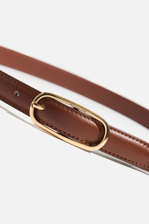 Oval Super Slim Faux Leather Belt