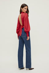 Open Back Satin Blouse