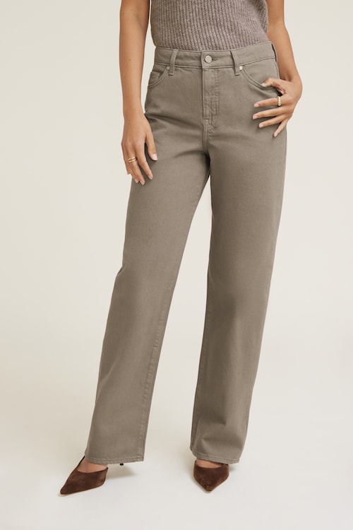 Mika Rhinestone Mid Rise Relaxed Straight Leg Jeans