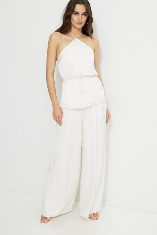 Tie Waist Satin Halter Top