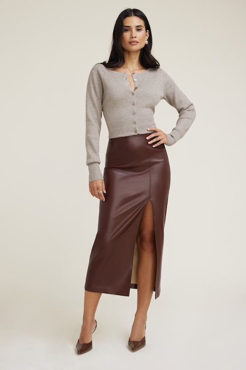 Marlow Faux Leather Midi Skirt