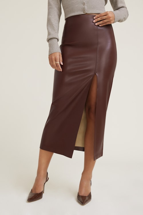 Marlow Faux Leather Midi Skirt