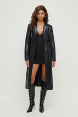 Faux Leather Trench Coat