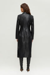 Faux Leather Trench Coat
