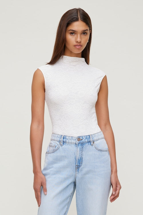 Mock Neck Lace Bodysuit