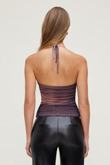 Mesh Cowl Halter Top