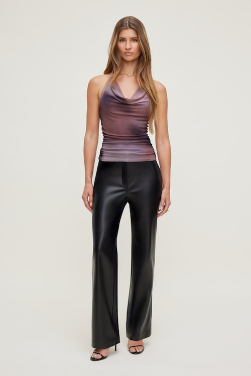 Mesh Cowl Halter Top