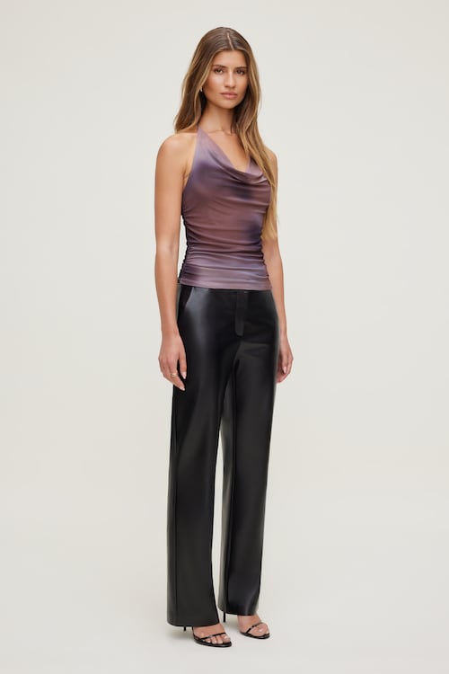 Mesh Cowl Halter Top