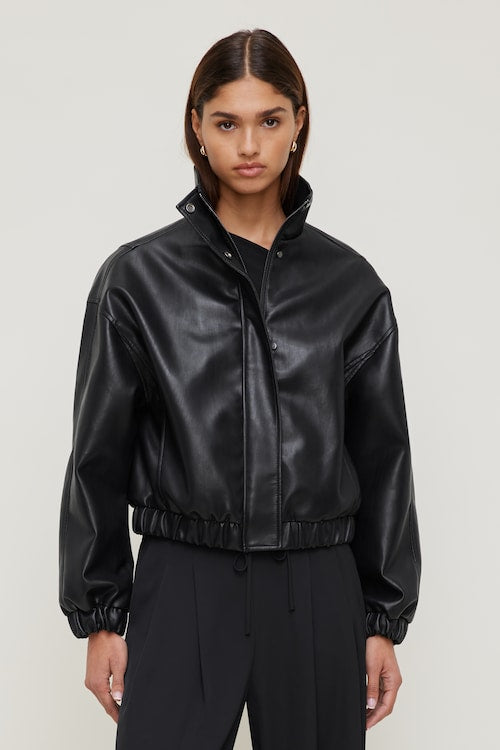 Brynn Faux Leather Bomber Jacket