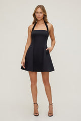 Amaya Satin Halter Mini Dress