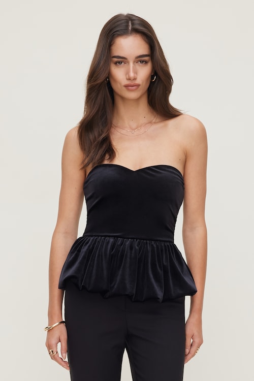 Peplum Velvet Tube Top