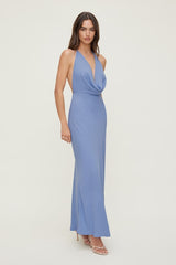 Floral Plunge Cowl Neck Maxi Dress