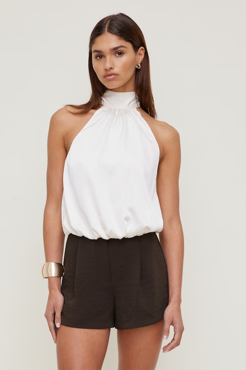 Paloma Bubble Satin Halter Blouse