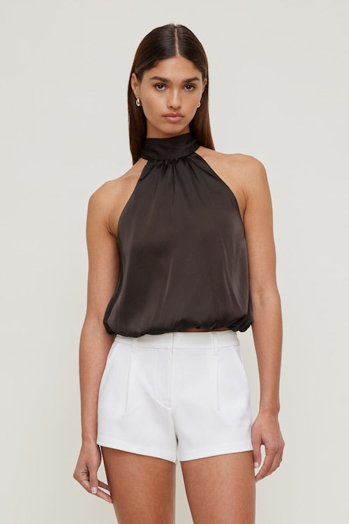 Paloma Bubble Satin Halter Blouse