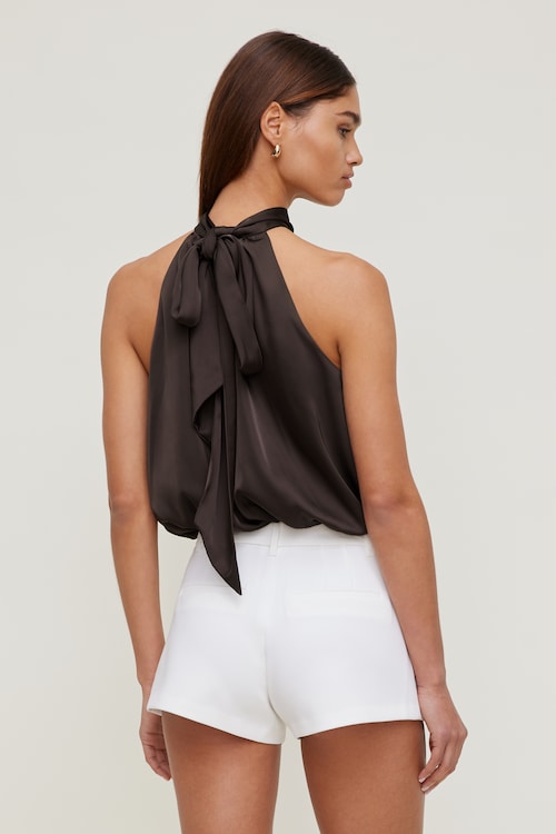 Paloma Bubble Satin Halter Blouse