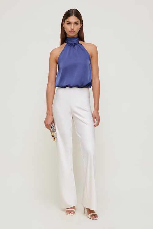 Paloma Bubble Satin Halter Blouse