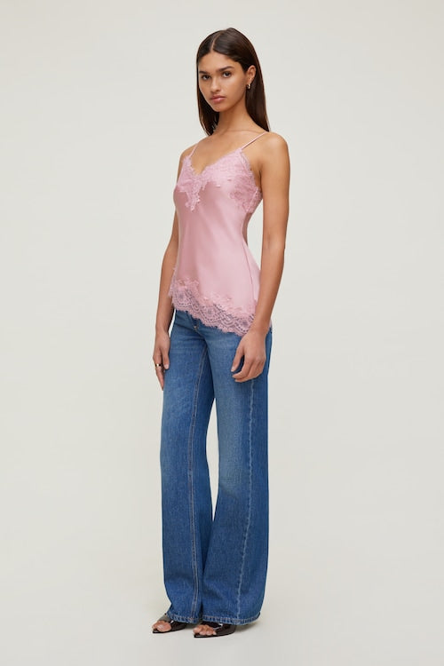Cassie Asymmetric Lace Satin Cami