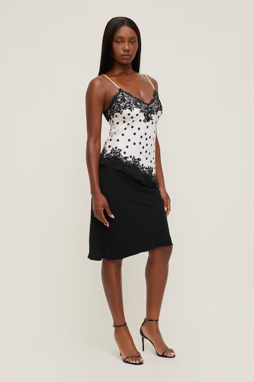 Cassie Asymmetric Lace Satin Cami