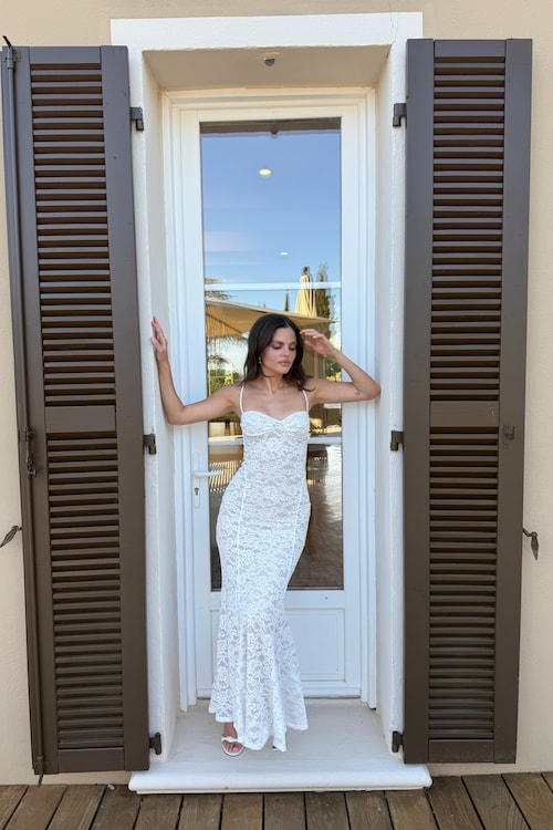 Monet Lace Overlay Maxi Dress