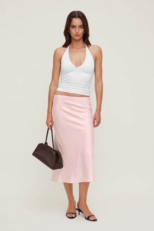 Delila Satin Midi Skirt