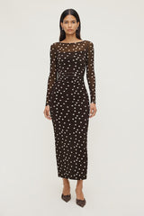 Polka Dot Mesh Maxi Dress