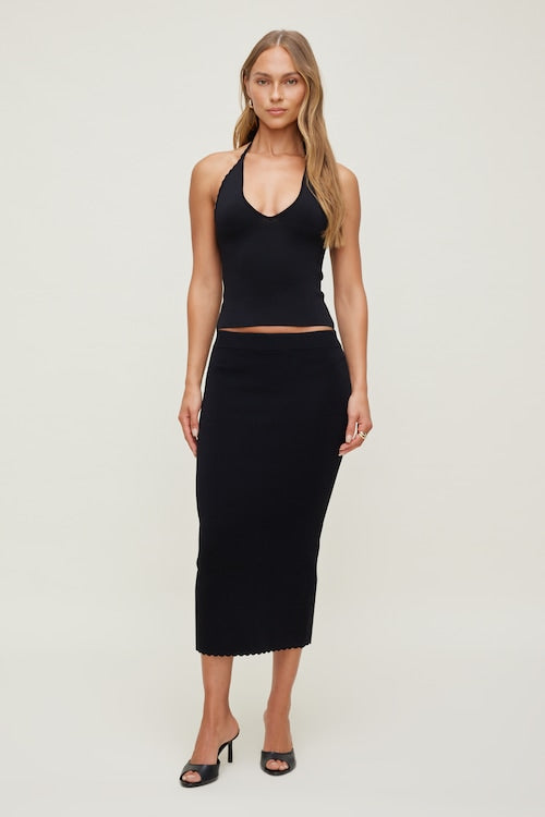 Scallop Trim Sweater Halter Top