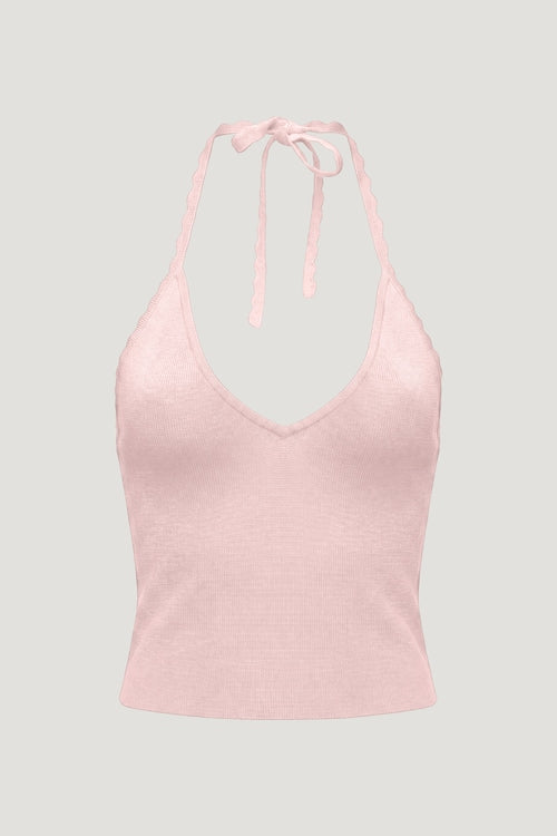 Scallop Trim Sweater Halter Top