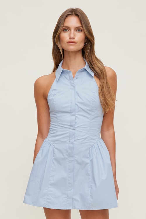 Poplin Halter Mini Dress