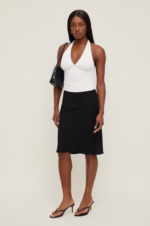Textured Plunge Halter Top