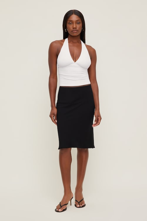 Textured Plunge Halter Top