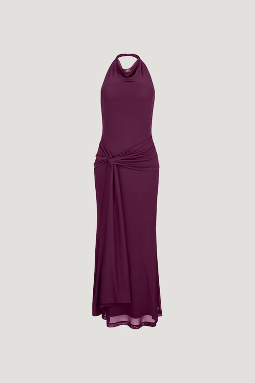 Scarlet Draped Mesh Maxi Dress