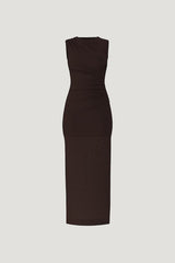 Sheer Shirred Mesh Maxi Dress