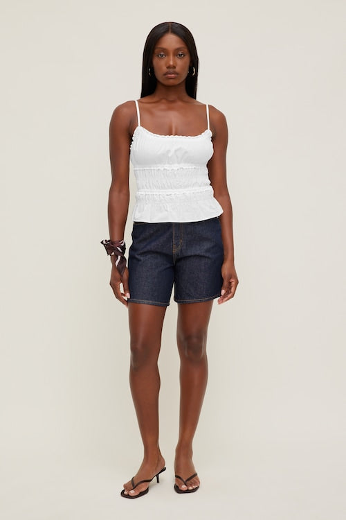 Smocked Poplin Cami Top