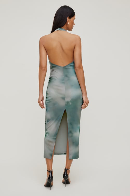 Reia Halter Mesh Maxi Dress