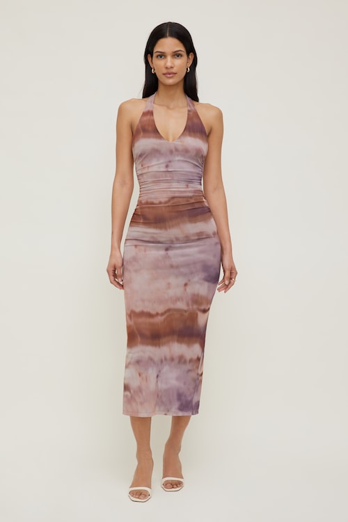 Reia Halter Mesh Maxi Dress