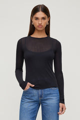 Sheer Layered Cami and Long Sleeve T Shirt