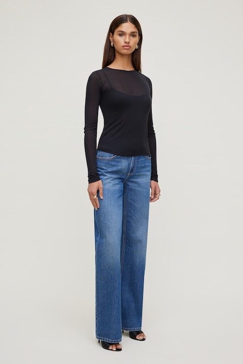 Sheer Layered Cami and Long Sleeve T Shirt