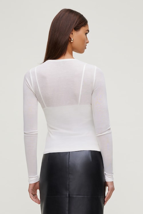 Sheer Layered Cami and Long Sleeve T Shirt