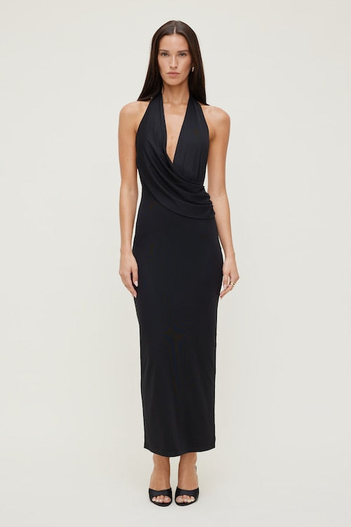 Plunge Mesh Maxi Dress