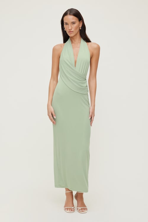 Plunge Mesh Maxi Dress