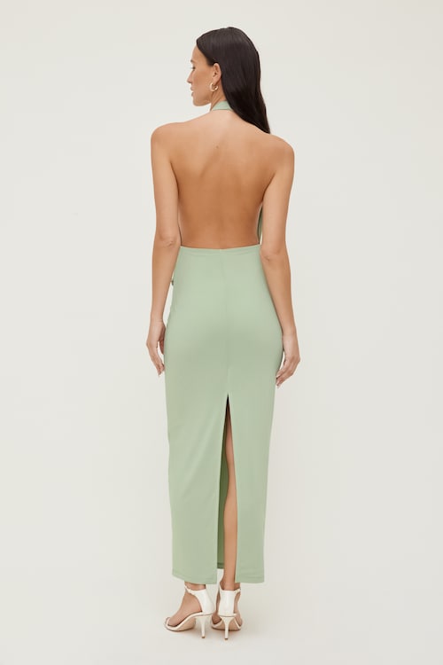 Plunge Mesh Maxi Dress
