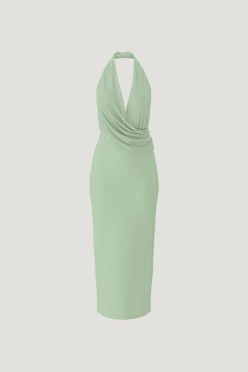 Plunge Mesh Maxi Dress