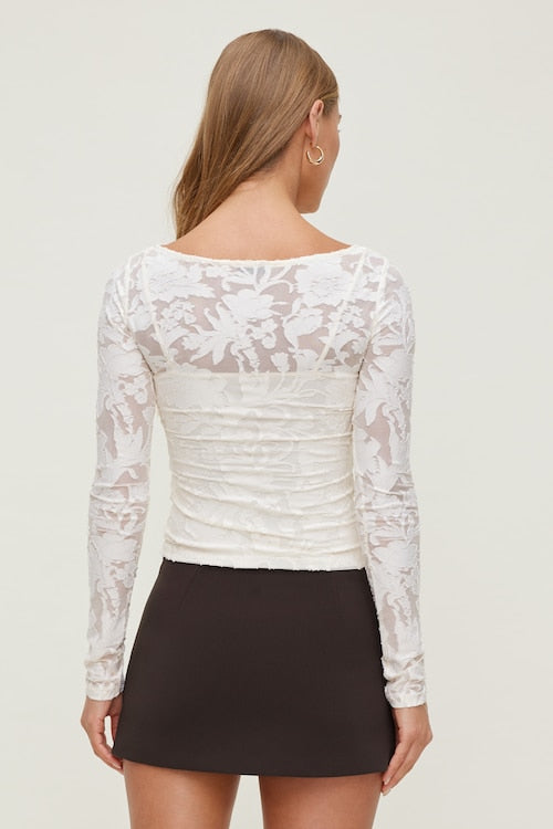 Nola Jacquard Long Sleeve Top