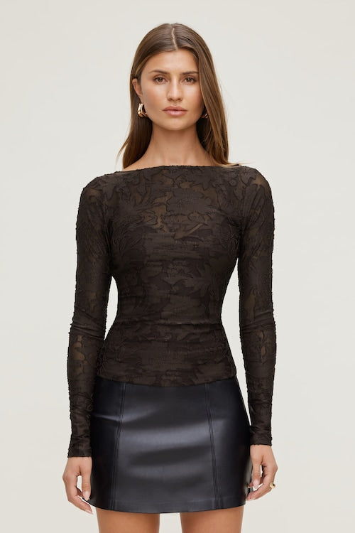 Nola Jacquard Long Sleeve Top