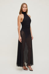 Sheer Mesh Halter Maxi Dress